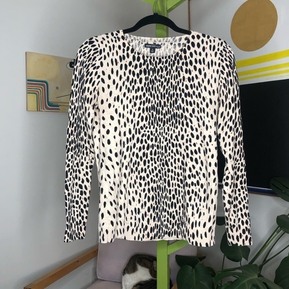 J Crew Mercantile cheetah cotton sweater size s - Picture 1 of 5